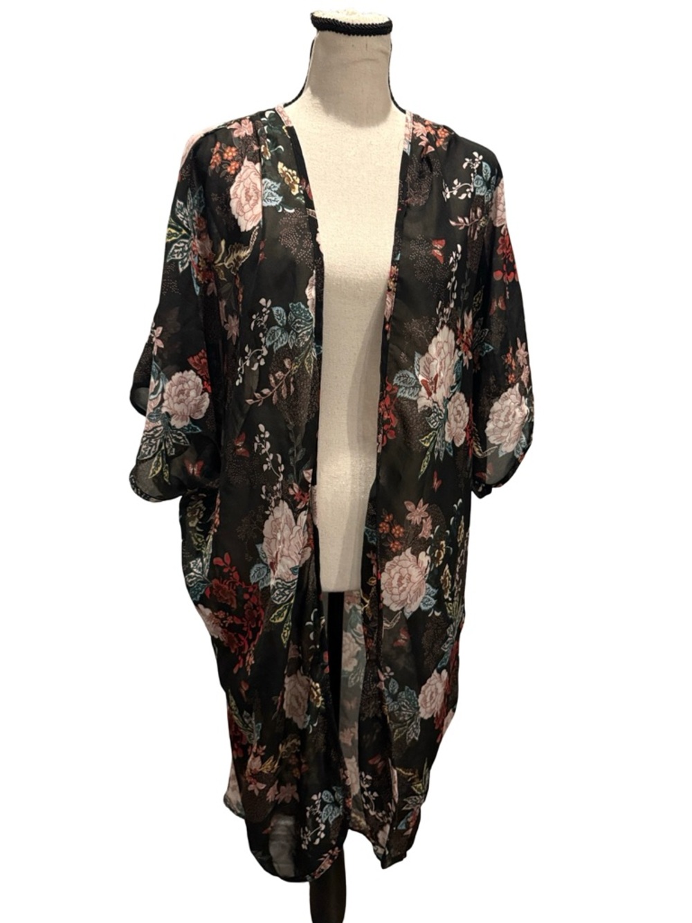 Live 4 Truth Floral Kimono XL Sheer Boho Duster Open Front Lightweight Cover Up